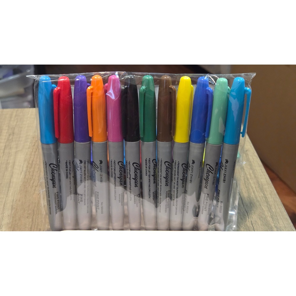 Chenyun 12 Pack Fine Point Permanent Markers Multicolor Quick Drying No 95000 - Picture 2 of 3